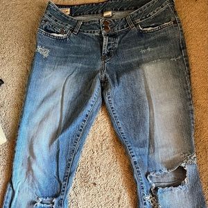 Abercrombie and Fitch distressed wide leg jeans